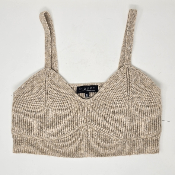 New Eloquii Knitted Bralette Cropped Top Neutral Tan Cream 14/16 - Picture 2 of 6
